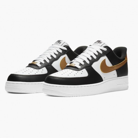 Nike Air Force 1 Low Schwarz Weiß Metallic Gold CZ9189 001 Herren/Damen Sportschuhe