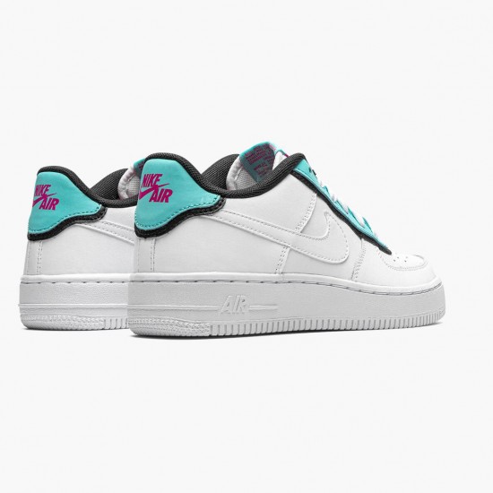 Nike Air Force 1 Low GS Double Layer Aqua Schwarz BV1084 100 Damen Sportschuhe