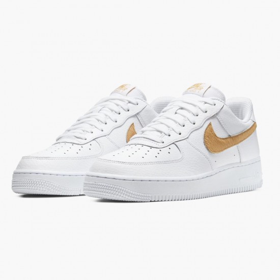 Nike Air Force 1 Low Pony Hair Snakeskin Club Gold CW7567 101 Herren/Damen Sportschuhe