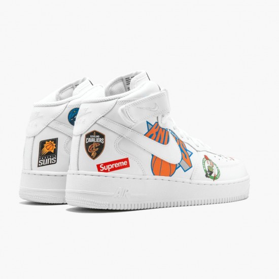 Nike Air Force 1 Mid Supreme NBA Weiß AQ8017 100 Herren/Damen Sportschuhe