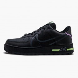 Nike Air Force 1 React Schwarz Violet Star Barely Volt CD4366 001 Herren/Damen Sportschuhe