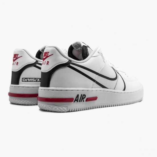 Nike Air Force 1 React Weiß Schwarz Rot CD4366 100 Herren/Damen Sportschuhe