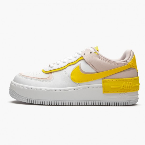 Nike Air Force 1 Shadow Weiß Barely Rose Speed Gelb CJ1641 102 Damen Sportschuhe