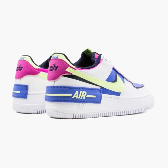 Nike Air Force 1 Shadow Weiß Sapphire Barely Volt CJ1641 100 Damen Sportschuhe