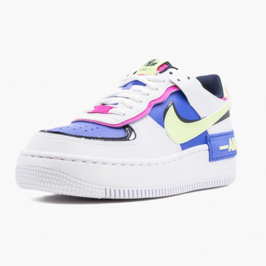 Nike Air Force 1 Shadow Weiß Sapphire Barely Volt CJ1641 100 Damen Sportschuhe