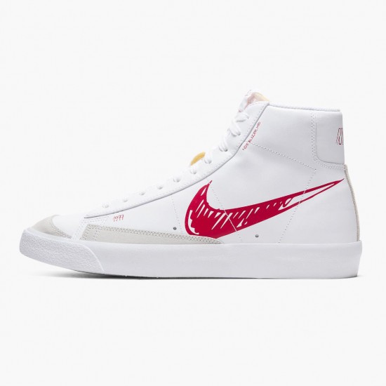 Nike Blazer Mid 77 Sketch Weiß Rot CW7580 100 Herren/Damen Sportschuhe