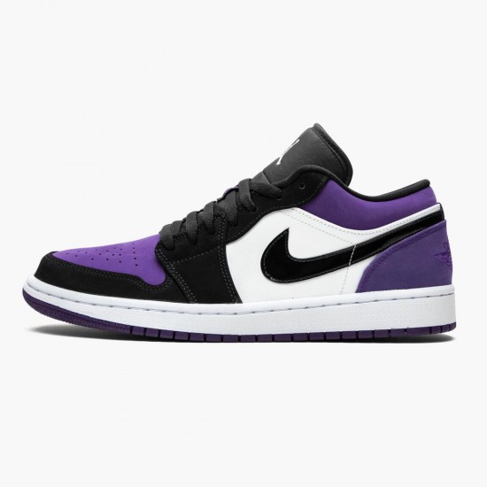 Air Jordan 1 Low Court Lila Herren/Damen 553558 125 Weiß/Schwarz-Court Lila AJ1 Jordan Sneakers