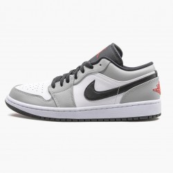 Air Jordan 1 Retro Low "Light Smoke Grau" Herren/Damen 553558 030 Lt Smoke Grau/Gym Rot-Weiß AJ1 Jordan Sneakers