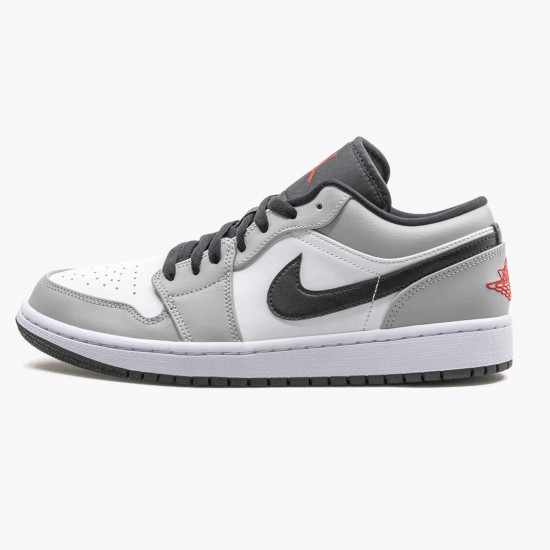 Air Jordan 1 Retro Low Light Smoke Grau Herren/Damen 553558 030 Lt Smoke Grau/Gym Rot-Weiß AJ1 Jordan Sneakers