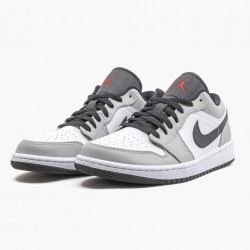 Air Jordan 1 Retro Low "Light Smoke Grau" Herren/Damen 553558 030 Lt Smoke Grau/Gym Rot-Weiß AJ1 Jordan Sneakers