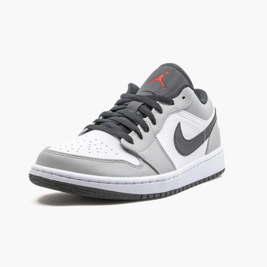 Air Jordan 1 Retro Low Light Smoke Grau Herren/Damen 553558 030 Lt Smoke Grau/Gym Rot-Weiß AJ1 Jordan Sneakers