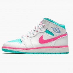 Air Jordan 1 Mid "Digital Rosa" Damen Weiß/Digital Rosa-Aurora Gree 555112 102 AJ1 Jordan Sneakers