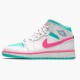 Air Jordan 1 Mid Digital Rosa Damen Weiß/Digital Rosa-Aurora Gree 555112 102 AJ1 Jordan Sneakers