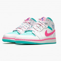 Air Jordan 1 Mid "Digital Rosa" Damen Weiß/Digital Rosa-Aurora Gree 555112 102 AJ1 Jordan Sneakers