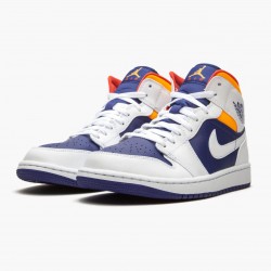 Air Jordan 1 Mid "Royal Blau Laser Orange" AJ1 Herren/Damen Sneakers 554724 131