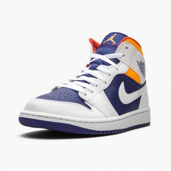 Air Jordan 1 Mid Royal Blau Laser Orange AJ1 Herren/Damen Sneakers 554724 131