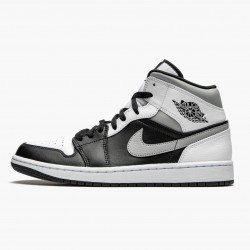 Air Jordan 1 Mid "Weiß Shadow" Herren/Damen Schwarz/Weiß-Lt Smoke Grau 554724 073 AJ1 Jordan Sneakers