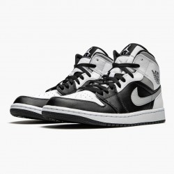 Air Jordan 1 Mid "Weiß Shadow" Herren/Damen Schwarz/Weiß-Lt Smoke Grau 554724 073 AJ1 Jordan Sneakers