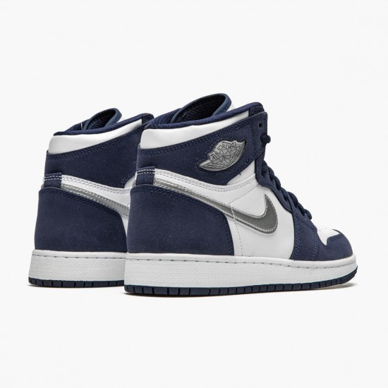 Air Jordan 1 Retro High COJP Midnight Navy Herren/Damen Weiß/Midnight Navy/Metallic S DC1788 100 AJ1 Jordan Sneakers