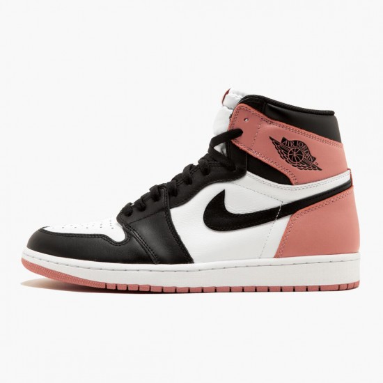 Air Jordan 1 Retro High Rust Rosa Herren/Damen Weiß/Schwarz-Rust Rosa 861428 101 AJ1 Jordan Sneakers