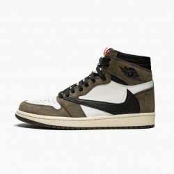 Air Jordan 1 High OG TS SP "Travis Scott" Sail/Dark Mocha-University Rot CD4487 100 Herren/Damen AJ1 Sneakers