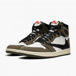 Air Jordan 1 High OG TS SP "Travis Scott" Sail/Dark Mocha-University Rot CD4487 100 Herren/Damen AJ1 Sneakers