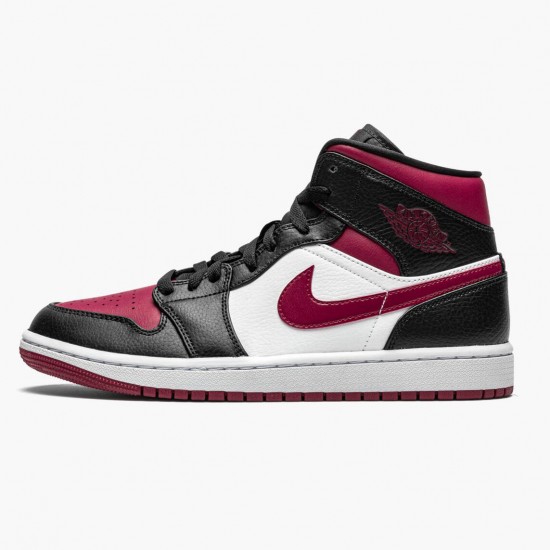 Air Jordan 1 Mid Bred Toe Schwarz/Gym Rot-Weiß 554724 066 AJ1 Sneakers