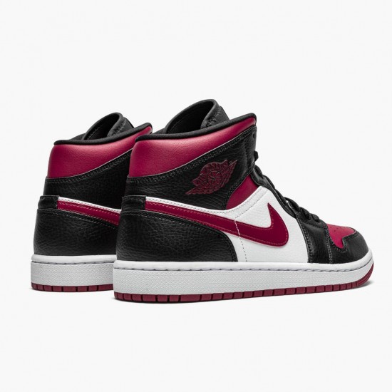 Air Jordan 1 Mid Bred Toe Schwarz/Gym Rot-Weiß 554724 066 AJ1 Sneakers