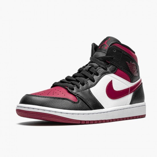 Air Jordan 1 Mid Bred Toe Schwarz/Gym Rot-Weiß 554724 066 AJ1 Sneakers