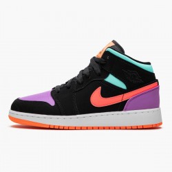 Air Jordan 1 Mid "Candy" Schwarz/Total Orange 554725 083 Herren/Damen AJ1 Jordan Sneakers