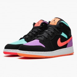 Air Jordan 1 Mid "Candy" Schwarz/Total Orange 554725 083 Herren/Damen AJ1 Jordan Sneakers