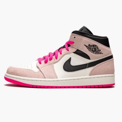 Air Jordan 1 Mid "Crimson Tint" Crimson Tint/Hyper Rosa-Schwarz 852542 801 AJ1 Herren/Damen Sneakers