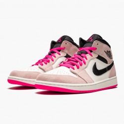 Air Jordan 1 Mid "Crimson Tint" Crimson Tint/Hyper Rosa-Schwarz 852542 801 AJ1 Herren/Damen Sneakers