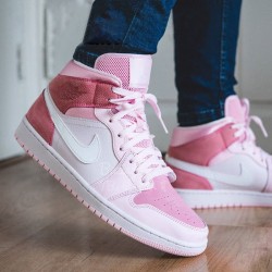 Air Jordan 1 Mid "Digital Rosa" Digital Rosa/Weiß-Rosa Foam-Sail CW5379 600 Damen AJ1 Jordan Sneakers