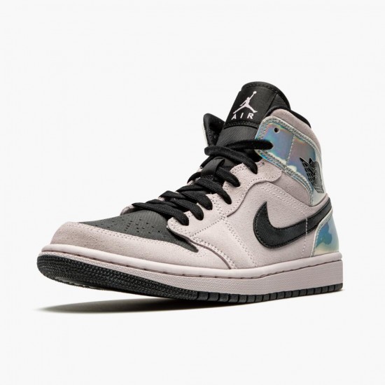 Air Jordan 1 Mid Dirty Powder Iridescent Barely Rose/Schwarz/Multi BQ6472 602 Herren/Damen AJ1 Jordan Sneakers