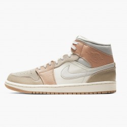 Air Jordan 1 Mid "Milan" Sail/Light Bone-String-Shimmer CV3044 100 Herren/Damen AJ1 Sneakers