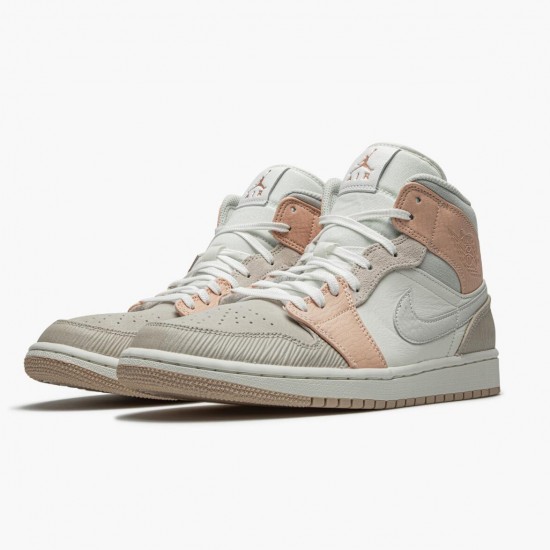 Air Jordan 1 Mid Milan Sail/Light Bone-String-Shimmer CV3044 100 Herren/Damen AJ1 Sneakers