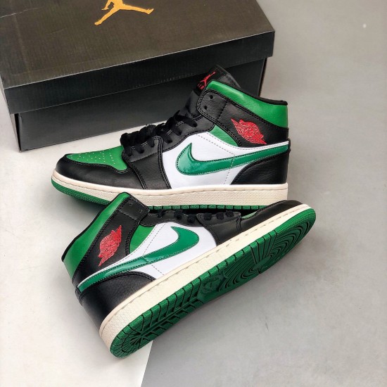 Air Jordan 1 Mid Pine Grün Schwarz/Gym Rot-Weiß-Pine Grün 554724 067 AJ1 Sneakers