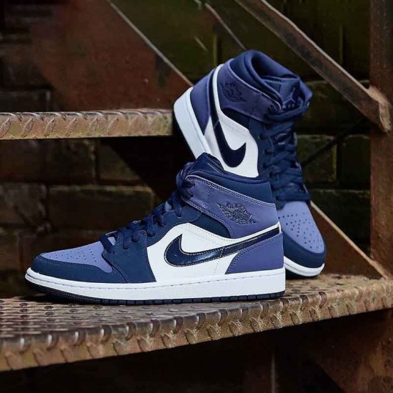 Air Jordan 1 Mid Sanded Lila Obsidian/Sanded Lila/Weiß 554724 445 Herren/Damen AJ1 Jordan Sneakers