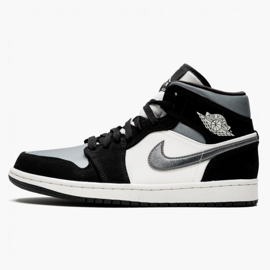 Air Jordan 1 Mid Satin Grau Toe Schwarz/Anthracite-Sail 852542 011 Sneakers AJ1