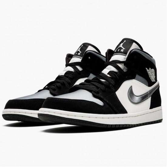 Air Jordan 1 Mid Satin Grau Toe Schwarz/Anthracite-Sail 852542 011 Sneakers AJ1