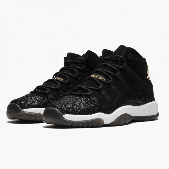 Air Jordan 11 Retro Heiress Schwarz Stingray Herren/Damen 852625 030 Schwarz/Metallic Gold-Weiß AJ11 Schwarz Jordan Sneakers