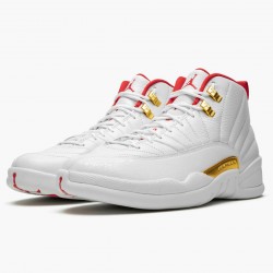 Air Jordan 12 Retro "FIBA" Herren/Damen AJ12 130690 107 Weiß/University Rot/Metallic Jordan Sneakers