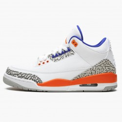 Air Jordan 3 Retro "Knicks" Herren/Damen 136064 148 Weiß/Old Royal University Ora AJ3 Jordan Sneakers