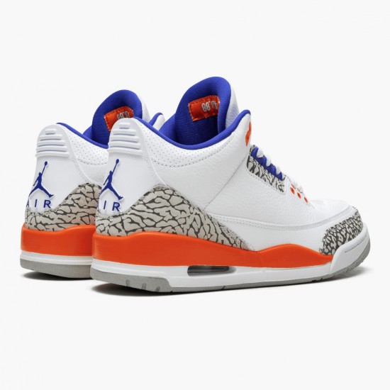 Air Jordan 3 Retro Knicks Herren/Damen 136064 148 Weiß/Old Royal University Ora AJ3 Jordan Sneakers