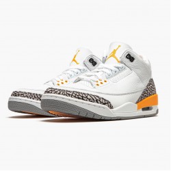 Air Jordan 3 Retro "Laser Orange" Herren/Damen CK9246 108 Weiß/Laser Orange-Cement Grau AJ3 Jordan Sneakers