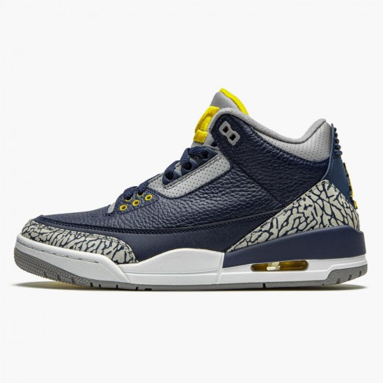 Air Jordan 3 Retro Michigan Herren AJ3 820064 Schwarz/University Gold-Cement G AJ3 Jordan Sneakers