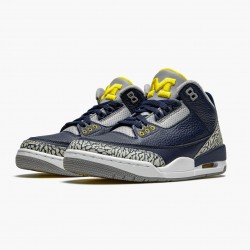 Air Jordan 3 Retro "Michigan" Herren AJ3 820064 Schwarz/University Gold-Cement G AJ3 Jordan Sneakers