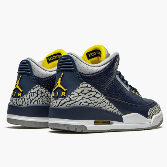 Air Jordan 3 Retro Michigan Herren AJ3 820064 Schwarz/University Gold-Cement G AJ3 Jordan Sneakers