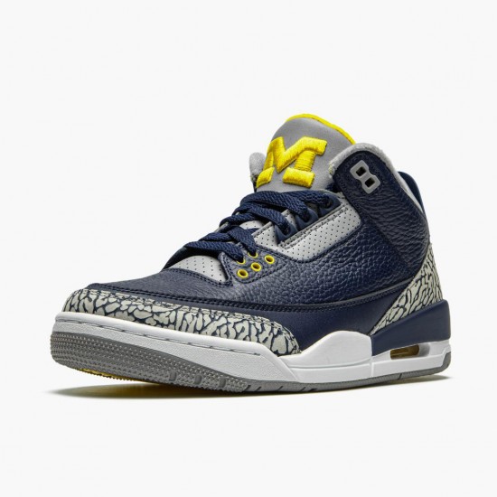 Air Jordan 3 Retro Michigan Herren AJ3 820064 Schwarz/University Gold-Cement G AJ3 Jordan Sneakers